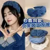 Faixa de Lã Plissada Azul Klein Estilo Cervo Branco para Mulheres, Faixa Larga de Coroa Alta para Outono e Inverno, Grampo Elegante para Cabelo