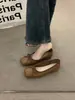 Zapatos planos de ballet vintage estilo francés con pliegues y falda, zapatos de mujer, primavera-verano 2026 zapatos de abuela para la noche