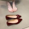 Zapatos Planos de Punta Fina para Mujer 2025 Nuevo Color Nude Aumento Interno de Altura Moño Mary Jane Zapatos Planos de Noche Zapatos Planos de Piel Suave para Mujer