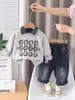 Conjunto Nuevo de Ropa de Verano 2026 para Niños Niños, Dibujos Animados Letras Consola de Juegos Cuello Redondo Manga Corta Casual Conjunto de Dos Piezas