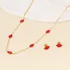 Conjunto Personalizado de Collar y Pendientes de Labios Rojos, Lujo Ligero y Regalo Exquisito para Niñas, Pulsera Roja del Año Zodiacal, Listo para la Venta