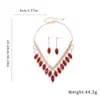 Conjunto de Pendientes y Collar con Borla de Gota de Agua Incrustada de Diamantes, Estilo de Moda Retro Europeo y Americano, Cadena para Clavícula, Joyería de Lujo Ligero y de Alta Gama