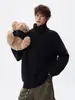 Suéter de Cuello Alto Irregular de Peso Alto para Hombre, Marca de Moda Otoño e Invierno, Estilo Old Money, Corte Holgado, Ropa de Punto Base Cálida