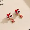 Pendientes de Danza del León para Año Nuevo Adecuados para Invierno, Pendientes Rojos de Otoño e Invierno para Mujer, Accesorios para Orejas Únicos y Elegantes de Gama Alta