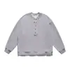 Estilo Novo Primavera e Outono Suéter de Moletom Americano Falso Duas Peças com Meio Botão Unissex Casual Largo Gola V Top