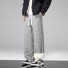 Pantalones de Lana de Cordero para Hombre Otoño e Invierno Forro Polar Engrosado Casual de Pierna Recta Pantalones Largos Deportivos de Pierna Ancha para Hombre Pantalones de Chándal de Invierno