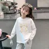Algodão Puro Respirável Camada Base Top Top Infantil Roupas Infantis da Moda Camiseta Menina Bebê Menina Estilosa Desenho Animado Estiloso Manga Longa