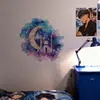 Fondo de Pantalla Cielo Estrellado de Fantasía Castillo Luna Creciente Lluvia de Meteoros Pegatinas Sala de Estar Dormitorio Habitación Infantil Pintura Decorativa Divertidas Pegatinas Autoadhesivas