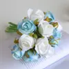 Buquê de 12 Rosas Artificiais para Adereços de Fotografia de Casamento e Decoração de Sala de Estar