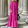 FD1479 em estoque outono e inverno 2023 novo vestido transfronteiriço feminino de temperamento cor sólida manga longa longo solto