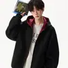 Suministrado directamente por el fabricante, sudadera con capucha de punto pesado de estilo americano de moda para hombres y mujeres, holgada y versátil, con colores contrastantes, adecuada para parejas, para otoño