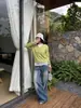 Calça jeans Yuyi retrô de cintura baixa para mulheres, coleção de outono, estilo Guangzhou Treze Fileiras, perna larga solta, modeladora, perna reta, calça comprida 0321