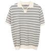 Polo de Verano Delgado de Cuello en V de Seda de Hielo a Rayas para Hombre Manga Corta a la Moda High Street Combinable Sencillo Tejido con Solapa Camiseta para Hombre