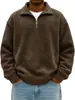 Sudadera de punto con media cremallera de color liso desgastada para hombre, estilo europeo y americano, nueva para Otoño e Invierno 2025, casual, holgada, con solapa