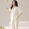 Pijama de Modal para Mujer, Verano 2026, Conjunto Delgado de Manga Corta de Lujo para el Hogar para Mujer, Estilo Masculino, Popular en Transmisiones en Vivo