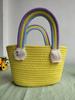 Bolsa Arcoíris Grande Tejida con Cuerda de Algodón Bolso Tejido de Mano Versátil para el Día a Día Bolsa de Dibujos Animados Bolsa de Cuerda de Algodón Cesta de Regalo