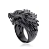 Anillo de acero de titanio para hombre con cabeza de lobo Haiteng Anillo de acero de titanio pulido Vikingo Nórdico Venta al por mayor directa de fábrica de anillos