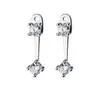 Brincos de Tarraxa de Cogumelo Prateado Fresco Estilo Coreano com Strass Brincos Simples para Mulheres Elegante Uso Dupla Face Design de Nicho Brinco