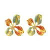 Pendientes Grandes de Flor Calada con Circonita, Pendientes Exagerados Elegantes de Moda de Alta Gama, Aguja de Plata S925, Pendientes de Esmalte Goteante, Venta al por Mayor