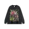 Japonês high street hip hop vintage angustiado camiseta de manga curta dos homens e mulheres hip hop moda nacional vibe estilo meia manga tee base