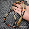 Colar de Ágata Dzi Jade Preto e Branco Ágata Vermelha Nove Olhos Três Olhos Seis Olhos Dente de Tigre Dzi Corrente de Suéter Corrente de Contas de Jade