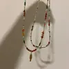 Collar con Cadena para Clavícula y Colgante de Pez de Cuentas Coloridas Dopamina Diseño Francés Retro Pulsante de Neón