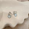Pendientes de nicho con lazo transparente, hermosos pendientes con forma de lazo, con destellos de viento y hielo, sin perforaciones, con clip para la oreja en espiral antimosquitos para mujer