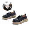 Sapatos de couro genuíno com sola de espuma, sapatos femininos retrô versáteis, sapatos brancos, mocassins femininos de sola grossa, sapatos confortáveis e que não cansam para mulheres