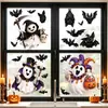 Pegatinas de Ventana de Halloween Transfronterizas Payaso Lindo Parca Fantasma Murciélago Pegatinas de Adhesión Estática para Ventana de Tienda de Centro Comercial Decoraciones Festivas