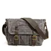 Bolso Cruzado de Hombro para Hombre con Empalme de Lona Encerada al Aceite Retro Europeo y Americano, Nuevo Estilo, Ligero, para Negocios, Viajes