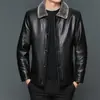 Chaqueta de Piel Sintética para Hombre con Forro Polar, Abrigo de Piel Engrosado con Piel Integrada, Ropa de Invierno para Personas de Mediana Edad y Mayores, Chaqueta Cálida Casual