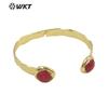 WT-B640 Moda Europea y Americana Doble Gema Irregular Latón Pulsera Ajustable Hip Hop Rock Joyería Accesorios