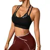 Sutiã Esportivo Transfronteiriço Moderno Europeu e Americano com Estampa de Leopardo para Mulheres com Alças Finas, Secagem Rápida, Acolchoado, Roupa Fitness