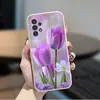 Aplicável para Capa de Celular Samsung S25 Ultra Capa Protetora A57 S24 Tulipa Roxa TPU Macio S26 PLUS Flores