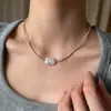 Collar de Perlas de Agua Dulce Barrocas Cuadradas de Forma Especial para Mujer Estilo Coreano Moderno Cadena para Clavícula Asimétrica Plateada Plata Rota