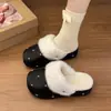 Novos sapatos de algodão femininos, pantufas de algodão que aumentam a altura, versáteis e estilosos para usar ao ar livre, com sola grossa, simples e confortáveis, modernos para o outono e inverno de 2026