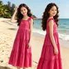 Vestido de tirantes a rayas de verano para niñas, Nueva moda trendy para niños mayores, Vestido casual de princesa para la playa