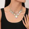 Conjunto de collar con colgante de gota de diamante transfronterizo para mujer, cadena para clavícula de moda nicho de lujo ligero, joyería versátil, sentido de alta gama para mujer