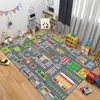 Alfombra grande de dibujos animados con pista para sala de estar, alfombrilla antideslizante resistente al desgaste para mesita de noche de dormitorio, tapete de juegos para sala de padres e hijos de jardín de infantes