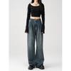 Calça Jeans Feminina de Pernas Largas Primavera/Outono 2024, Cintura Alta, Modelagem Slim, Corte Reto e Solto