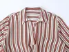 Ropa de Mujer Transfronteriza 2026 Estilo Europeo y Americano Moda Camisa Rayada de Manga Larga con Solapa y Dobladillo Abullonado Suelto para Mujer E26326