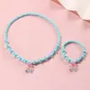 Set de Joyería de Sirena Estilo Europeo y Americano Transfronterizo, Collar de Cuentas Acrílicas de Sirena Colorido, Pulsera, Set de Joyería para Niñas