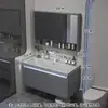 Gabinete de baño con lavabo integrado de piedra chapado en oro de lujo ligero estilo italiano, juego de tocador para baño