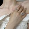 Anel Azul Gelo Zircônia Doce e Fresco para Mulheres, Elegante Anel Aberto Oval de Pedra da Lua, Estilo para o Dia a Dia, Anel para Dedo Indicador Estilo Ins