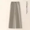 Jeans casuales de pierna ancha de Tencel de cintura alta para mujer, otoño 2026, corte holgado, adelgazantes, de pierna recta, versátiles pantalones de trabajo