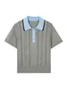 Tricô Original de Gola Polo de Alta Qualidade 2026 Novo Verão Top de Temperamento Único Nicho Manga Curta Fina Cinza