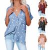 Gran Cantidad en Stock Verano 2026 Ropa Europea y Americana para Mujer Amazon Nueva Estrella Estampado Cuello en V Botones Mangas Murciélago Cortas