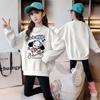 Suéteres de Veludo Peça Única para Meninas Primavera e Outono Roupas de Outono e Inverno para Meninas Novos Pulôveres Cartoon Gola Redonda Tops de Veludo Infantis Tendência