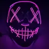 Máscara Brilhante de Halloween Luz Fria Rosto de Fantasma Barra de LED Festa Dança Preto em V Vingança Adereço de Terror
