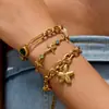 Pulsera Jingqiao de acero de titanio transfronteriza, no se decolora, luz de lujo, acero inoxidable de alta calidad, circón de colores, estrella de mar, joyería de nicho para mujer